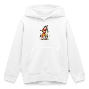 Des chevaux dans une mer de fleurs - Sweat Premium à capuche enfant bio - blanc - Devant - AI Model Kid Female (0cm)