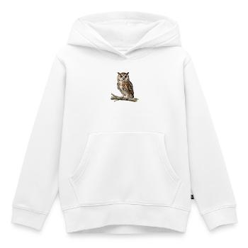 Nocturnal Owl on Branch - Kids Premium Organic Hoodie - white - Front - AI Model Kid Female (0cm)