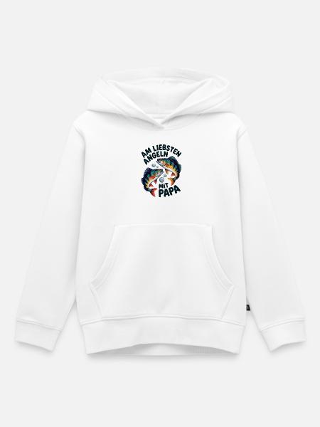 Angeln mit Papa Fischduo - Kinder Premium Organic Hoodie - Weiß