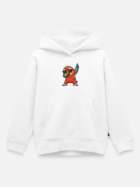Dabbing Ara - Kinder Premium Organic Hoodie - Weiß