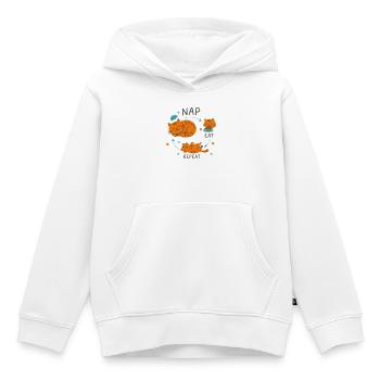 Nap Eat Repeat Katzendesign - Kinder Premium Organic Hoodie - Weiß - Vorne - AI Model Kid Female (0cm)