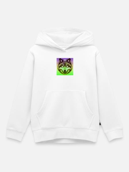 Wolf - Kinder Premium Organic Hoodie - Weiß