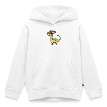 Sombrero dinosaure brontosaurus - Sweat Premium à capuche enfant bio - blanc - Devant - AI Model Kid Female (0cm)