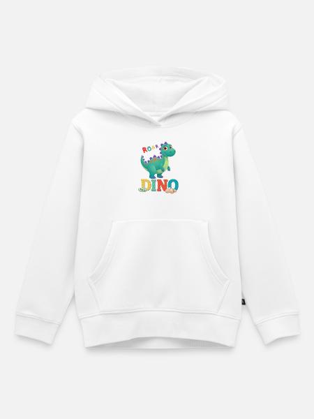 Dino - Kinder Premium Organic Hoodie - Weiß