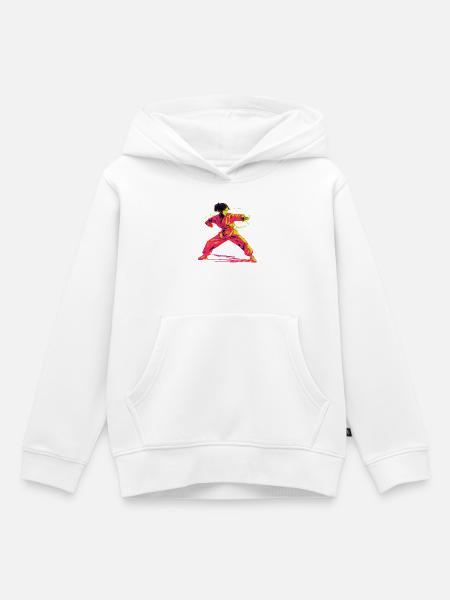Karate Mädchen Retrowave - Kinder Premium Organic Hoodie - Weiß