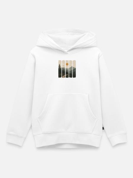 Waldpanorama in Sonnenpaneelen - Kinder Premium Organic Hoodie - Weiß