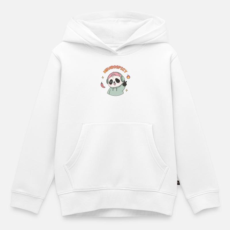 Panda neuroépicé - Sweat Premium à capuche enfant bio - blanc