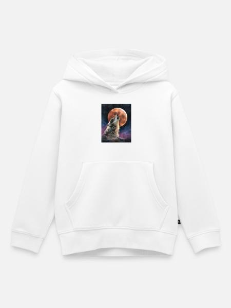 Heulender Wolf - Kinder Premium Organic Hoodie - Weiß