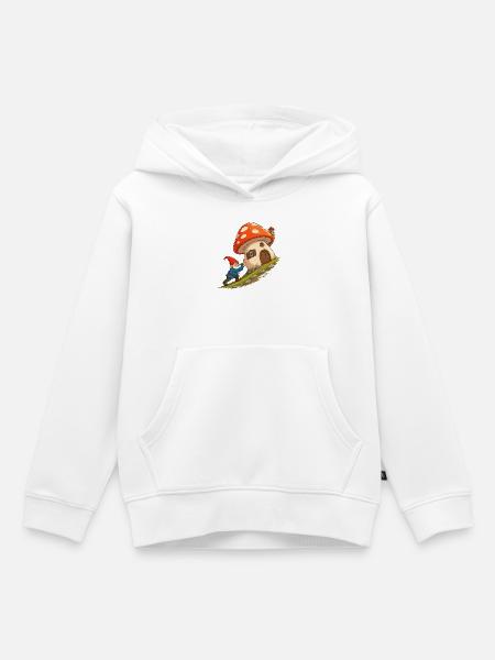 Pilzhäuschen-Gnom zieht Haus - Kinder Premium Organic Hoodie - Weiß