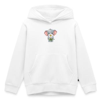 Kleiner Elefant mit Blume - Kinder Premium Organic Hoodie - Weiß - Vorne - AI Model Kid Female (0cm)