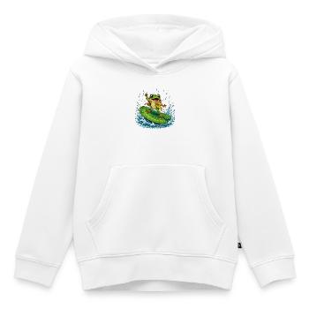 Surfeur grenouille sous la pluie sur la feuille - Sweat Premium à capuche enfant bio - blanc - Devant - AI Model Kid Female (0cm)