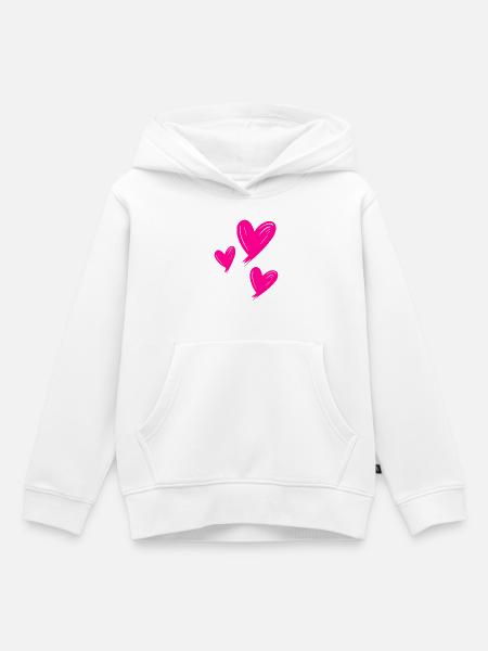 Herzen pink - Kinder Premium Organic Hoodie - Weiß