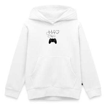 Gaming Heart Beat T-Shirt - Kids Premium Organic Hoodie - white - Front - AI Model Kid Female (0cm)
