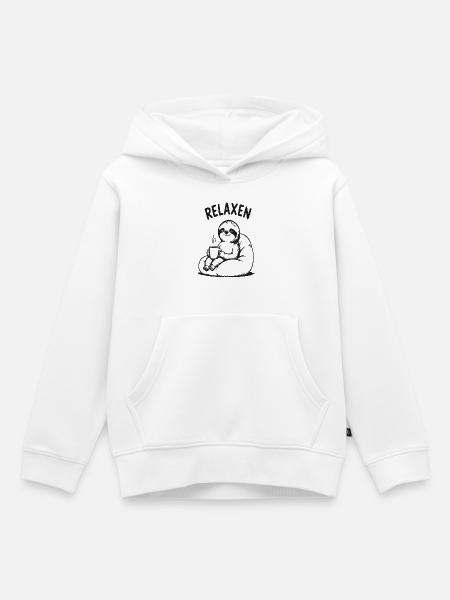 Relaxen Faultier mit Kaffee - Kinder Premium Organic Hoodie - Weiß