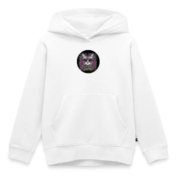 chat - Sweat Premium à capuche enfant bio - blanc - Devant - AI Model Kid Female (0cm)