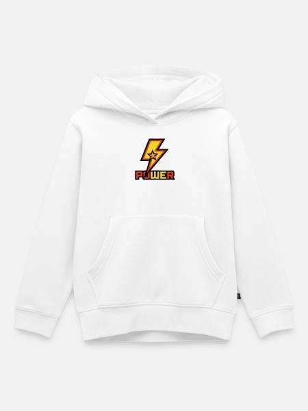 Power Blitz Stern Logo - Kinder Premium Organic Hoodie - Weiß