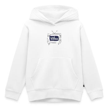 Lettrage à la main Vibes Navy Patch - Sweat Premium à capuche enfant bio - blanc - Devant - AI Model Kid Female (0cm)