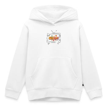 Lettres florales groovy des années 70 en forme de bulle - Sweat Premium à capuche enfant bio - blanc - Devant - AI Model Kid Female (0cm)