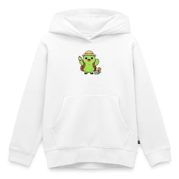 Cactus explorateur avec sac à dos - Sweat Premium à capuche enfant bio - blanc - Devant - AI Model Kid Female (0cm)