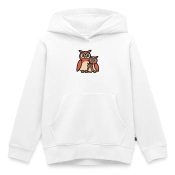 Famille de hiboux - Sweat Premium à capuche enfant bio - blanc - Devant - AI Model Kid Female (0cm)