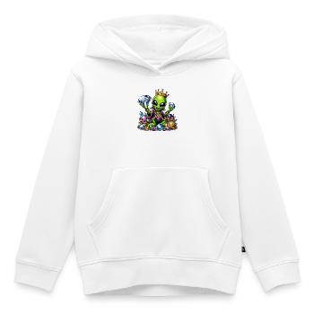 Prince Alien aux Couronnes de Diamant - Sweat Premium à capuche enfant bio - blanc - Devant - AI Model Kid Female (0cm)