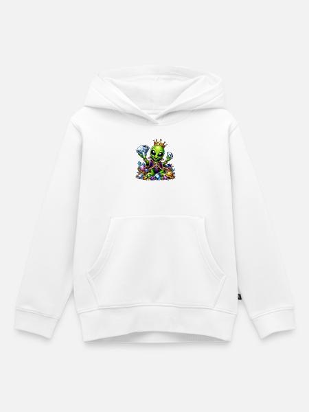 Alien Prinz mit Diamantenkronen - Kinder Premium Organic Hoodie - Weiß