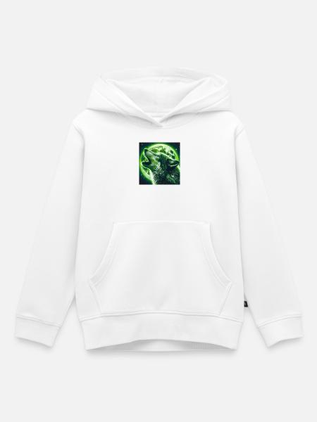 Wolf heult zum Vollmond - Kinder Premium Organic Hoodie - Weiß