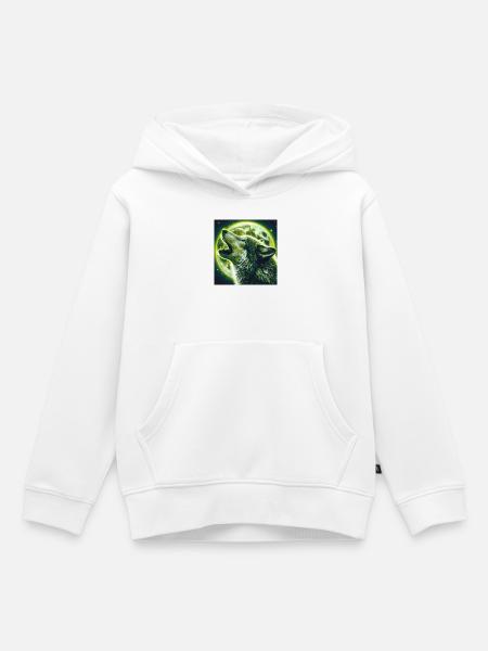 Wolf heult zum Vollmond - Kinder Premium Organic Hoodie - Weiß
