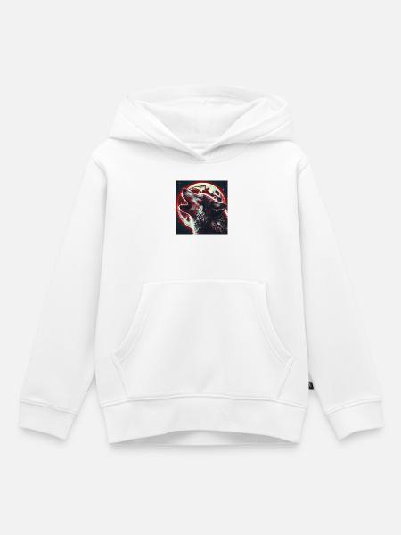 Wolf heult zum Vollmond - Kinder Premium Organic Hoodie - Weiß