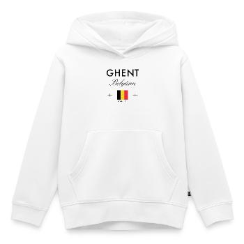 Gent Belgien Koordinaten Reise Souvenir - Kinder Premium Organic Hoodie - Weiß - Vorne - AI Model Kid Female (0cm)