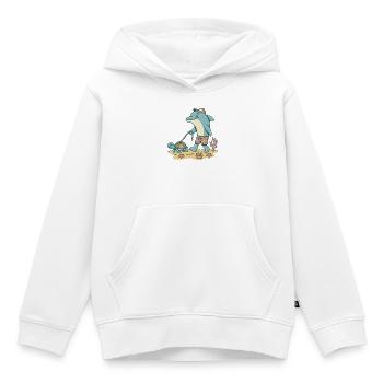 Delfin geht Gassi mit Schildkröte - Kinder Premium Organic Hoodie - Weiß - Vorne - AI Model Kid Female (0cm)