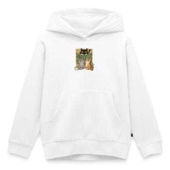 Retro Neugierige Lesekatze Graphic Book Lover Cat - Kinder Premium Organic Hoodie - Weiß - Vorne - AI Model Kid Female (0cm)