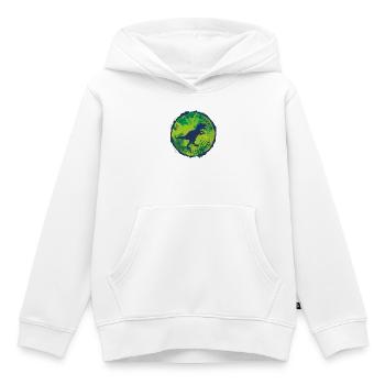 Aventure Dino Enfin T-Rex de l’école – Écolier - Sweat Premium à capuche enfant bio - blanc - Devant - AI Model Kid Female (0cm)