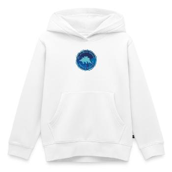 Emblème d’aventure du dino Stegosaurus – L’école enfin - Sweat Premium à capuche enfant bio - blanc - Devant - AI Model Kid Female (0cm)