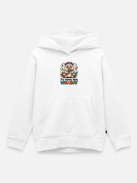 Wombat mit Blättern - Kinder Premium Organic Hoodie - Weiß