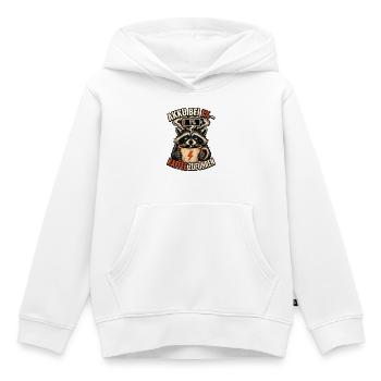 Akku Bei 1 Prozent – Waschbär Kaffee Humor  - Kinder Premium Organic Hoodie - Weiß - Vorne - AI Model Kid Female (0cm)