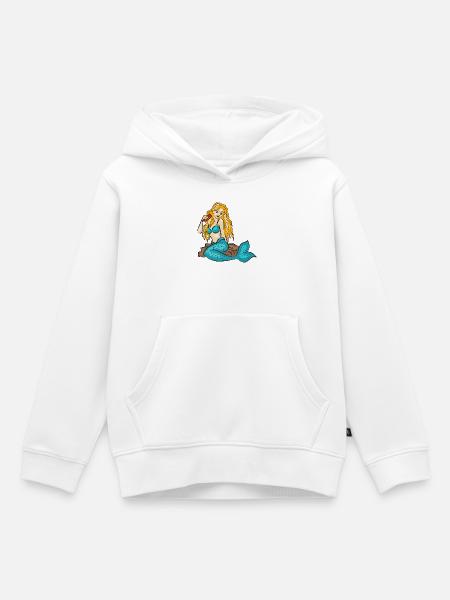 Meerjungfrau auf einem Felsen - Kinder Premium Organic Hoodie - Weiß
