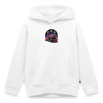 Nuit des feux d’artifice du train à vapeur - Sweat Premium à capuche enfant bio - blanc - Devant - AI Model Kid Female (0cm)