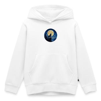 Mondbeschienener Wolf auf der Klippe - Kinder Premium Organic Hoodie - Weiß - Vorne - AI Model Kid Female (0cm)