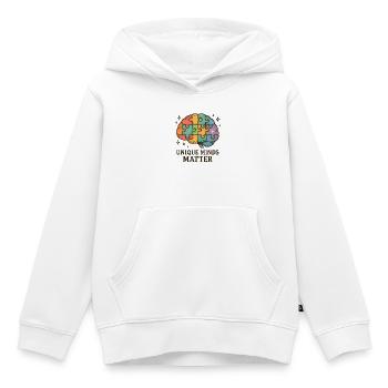 Buntes Gehirn-Puzzle: Einzigartige Köpfe - Kinder Premium Organic Hoodie - Weiß - Vorne - AI Model Kid Female (0cm)