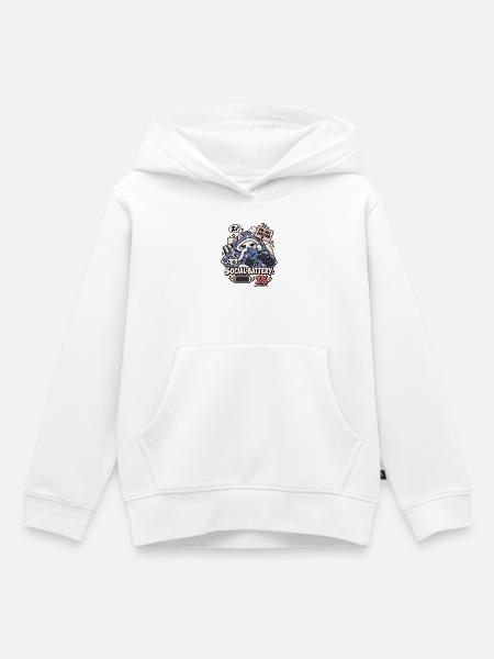 Schlafmodus Social Battery 1% - Kinder Premium Organic Hoodie - Weiß