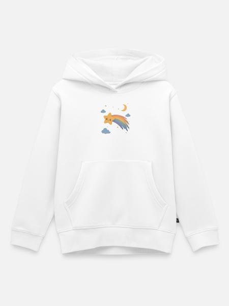 Süße Sternschnuppe mit Regenbogen - Kinder Premium Organic Hoodie - Weiß