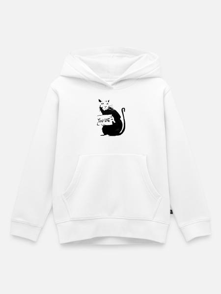 Ratte mit Schild - Kinder Premium Organic Hoodie - Weiß