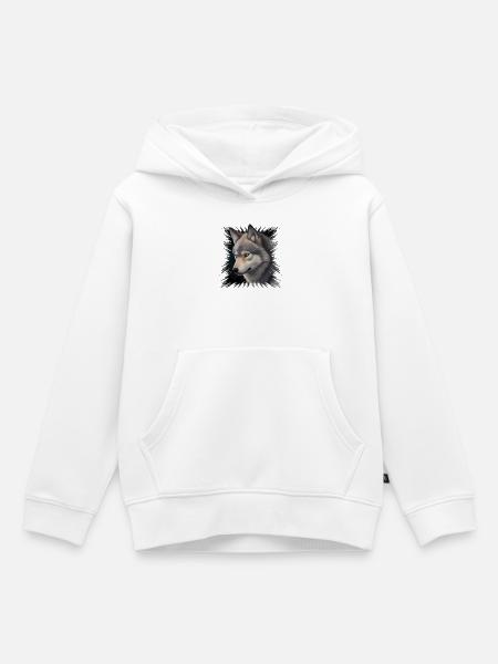 Wolfsblick Digitalporträt - Kinder Premium Organic Hoodie - Weiß