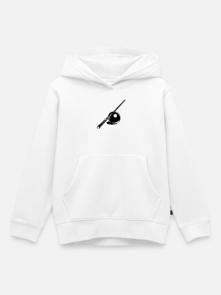 Billardkugel und Queue Skizze - Kinder Premium Organic Hoodie - Weiß
