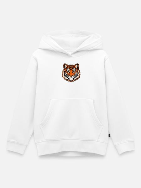 Tigerkopf im Patch-Look - Kinder Premium Organic Hoodie - Weiß