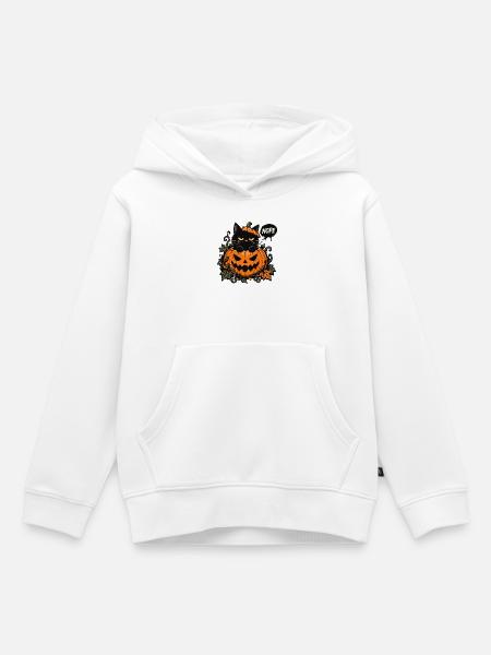 Halloween-Kater im Kürbis NOPE - Kinder Premium Organic Hoodie - Weiß