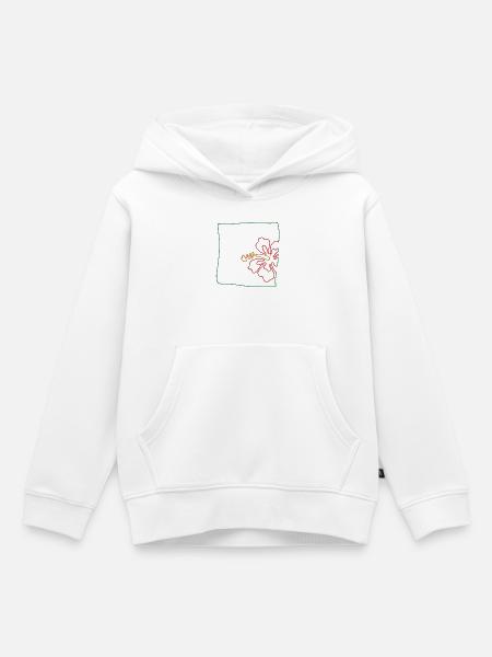 Hibiskus minimalistisch - Kinder Premium Organic Hoodie - Weiß