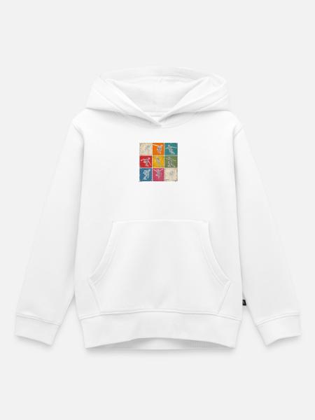 Inline Skating Retro Collage - Kinder Premium Organic Hoodie - Weiß