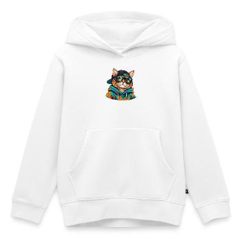 Cool Cat mit Sonnenbrille – tropische Sommerstimmung - Kinder Premium Organic Hoodie - Weiß - Vorne - AI Model Kid Female (0cm)